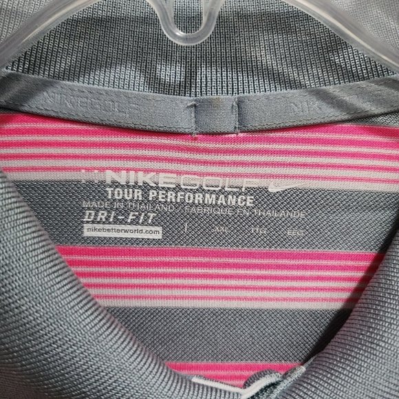 Nike Golf Tour Performance Dri Fit Polo Shirt Size 2XL Men Pink Striped Athletic - Picture 3 of 9